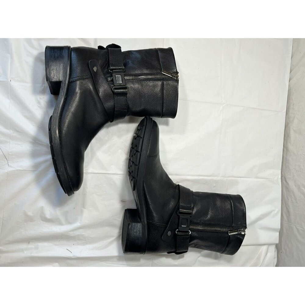 AQUATALIA Boots MARVIN K Moto Leather Biker Side Zip Black Italy  Womens 9.5 - Picture 8 of 15